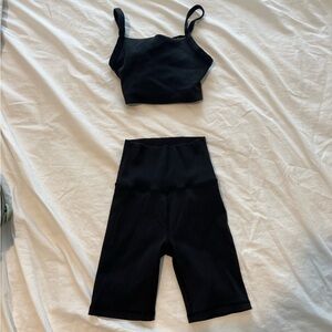 Offline by Aeirie ribbed bike shorts sports bra set.